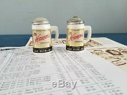 (VTG) 1950s HAMMS BEER SALT & PEPPER SHAKERS SET & ADVERTISING FLYER RARE