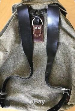 VTG 1956 Swiss Army Military Backpack/Rucksack Leather Canvas Salt & Pepper