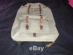 VTG 1957 SWISS ARMY MILITARY Salt & Pepper Canvas Leather Rucksack Backpack