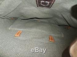 VTG 1957 SWISS ARMY MILITARY Salt & Pepper Canvas Leather Rucksack Backpack