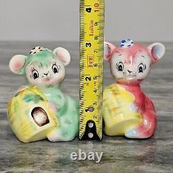 VTG AnthropomorphicTeddy Bears Beehives Salt and Pepper Shaker Set Ceramic Japan