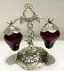 VTG Beautiful Ruby Red Glass Strawberry With Hanging Salt and Pepper