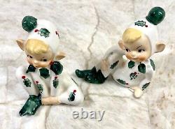 VTG Christmas Elf Elves Salt & Pepper Shakers Lefton Japan Figurine Blond Pixie