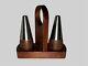VTG Danish Salt And Pepper Shakers Pair Set of Rosewood Stainless Steel WithStand