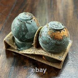 VTG Solid Copper Salt And Pepper Shaker Set Salt Lake City Utah Coins RARE