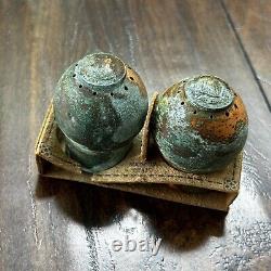 VTG Solid Copper Salt And Pepper Shaker Set Salt Lake City Utah Coins RARE