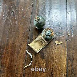 VTG Solid Copper Salt And Pepper Shaker Set Salt Lake City Utah Coins RARE