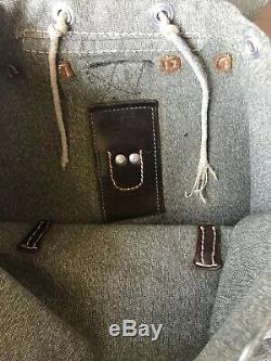 VTG Swiss Army Military Backpack Bag rucksack Salt And Pepper Leather 60s 70s
