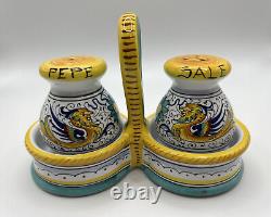 VTG Vintage FIMA DERUTA ITALY for DOLCE Salt Pepper Shaker Holder Sale Pepe
