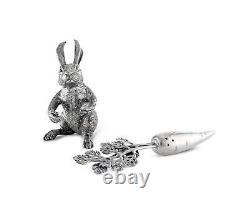 Vagabond House Rabbit with Carrot Salt and Pepper Silver/Pewter Shaker Set ea