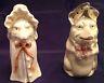 Very Old Salt And Pepper Shakers Porcelain Wolf And Wolf As Grandma Red Riding