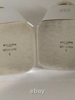 Very Rare Square Base Sterling Silver Georg Jensen Salt And Pepper Shakers