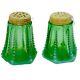 Victorian Northwood Style Opalescent Vaseline Glass Salt & Pepper Shakers EAPG