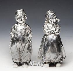 Victorian Solid Silver Novelty Salt & Pepper Shakers c. 1913 (R1630)
