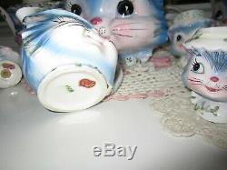 Vintage 10pc Lefton Miss Priss Kitty Cat Cookie Tea Pots r Salt Pepper & more
