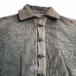Vintage 1920s Salt & Pepper All Cotton Button Down Cardigan Sweatshirt