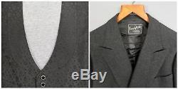 Vintage 1930s Black Salt&Pepper Wool Tuxedo Formal Suit Jacket 2 Vests Pants +