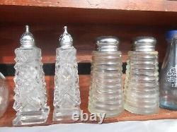 Vintage 1940-60's Crystal Clear Cut Salt & Pepper Shaker Lot of 36 NICE