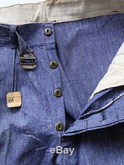 Vintage 1940s Boys Work Pants BLUE Salt & Pepper Chambray NOS workwear