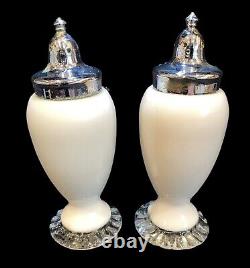 Vintage 1950's FENTON White SILVER CREST Salt And Pepper Shakers