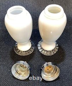 Vintage 1950's FENTON White SILVER CREST Salt And Pepper Shakers