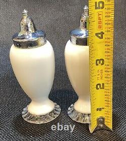 Vintage 1950's FENTON White SILVER CREST Salt And Pepper Shakers