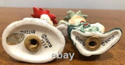 Vintage 1950's Napco Poinsettia Girl & Holly Boy Christmas Salt Pepper Shakers