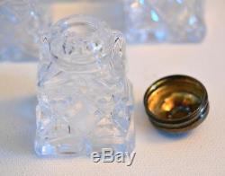 Vintage 1950s Crystal Glass and Enamel Salt and Pepper Shakers