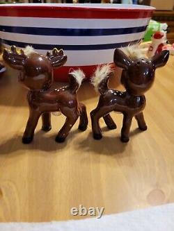 Vintage 1950s Deer Salt & Pepper Shakers Christmas Reindeer Japan