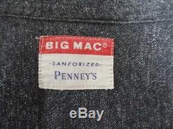 Vintage 1950s Penney's BIG MAC Sanforized Salt Pepper Shirt Gussets Size L/XL