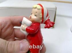 Vintage 1959 Napco Boy & Girl with Candles Christmas Salt & Pepper Shakers