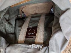 Vintage 1960 Swiss Army Military Backpack Rucksack Salt & Pepper Canvas Leather