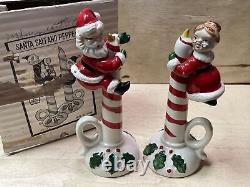 Vintage 1960's Lipper & Mann Santa Porcelain Salt & Pepper Candle Climber