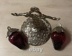 Vintage 1960's Red Glass Hanging Strawberry Salt & Pepper Shakers (Japan)