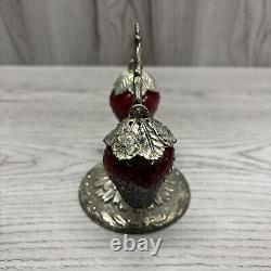 Vintage 1960's Red Glass Hanging Strawberry Salt & Pepper Shakers Marked Japan