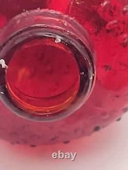 Vintage 1960's Red Glass Hanging Strawberry Salt & Pepper Shakers Marked Japan