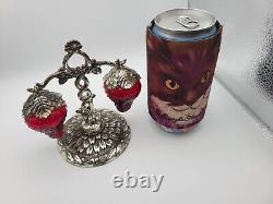 Vintage 1960's Red Glass Hanging Strawberry Salt & Pepper Shakers Marked Japan