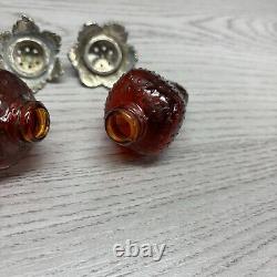 Vintage 1960's Red Glass Hanging Strawberry Salt & Pepper Shakers Marked Japan