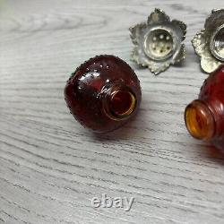 Vintage 1960's Red Glass Hanging Strawberry Salt & Pepper Shakers Marked Japan