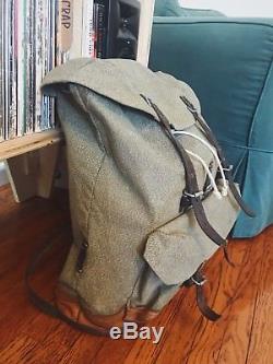Vintage 1962 Swiss Army Rucksack Backpack Pack Bag Salt Pepper Canvas Military