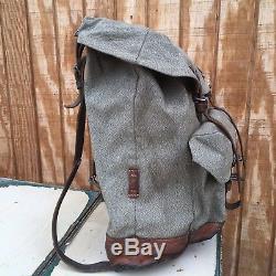 Vintage 1963 Swiss Army Military Salt & Pepper Leather Backpack Rucksack