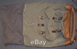 Vintage 1969 Swiss Army Leather & Canvas Internal Frame Backpack Salt & Pepper