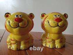 Vintage 1973 Holt Howard Tiger Salt And Pepper Shakers Friends RARE