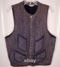 Vintage 30s / 40s Browns Beach Cloth Jacket Vest Salt and Pepper Vest Snap Front