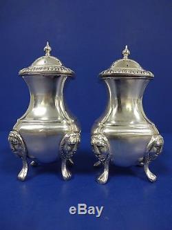 Vintage 4 PCS silverplate salt/pepper shakers withlion faces England 4-1/4