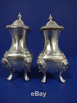 Vintage 4 PCS silverplate salt/pepper shakers withlion faces England 4-1/4