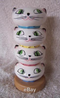 Vintage 50s HOLT HOWARD Stacked COZY KITTEN Salt Pepper SPICE SHAKERS Japan CATS