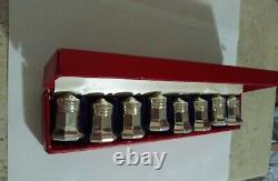Vintage 8 Piece Set In Box Cartier Sterling Silver Salt And Pepper Shakers