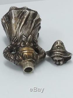 Vintage 800 German Silver Girl and Boy With Pot Hat Salt and Pepper Shakers