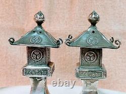 Vintage 950 Sterling Silver Chinese Pagoda Foo Dog Temple Salt Pepper Shakers